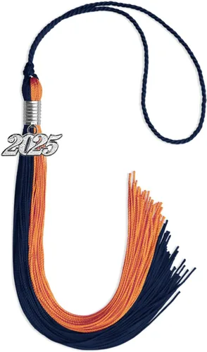 Vista 102 de Endea Graduation Borla de doble color con gota de fecha plateada (negro/oro antiguo, 2025)