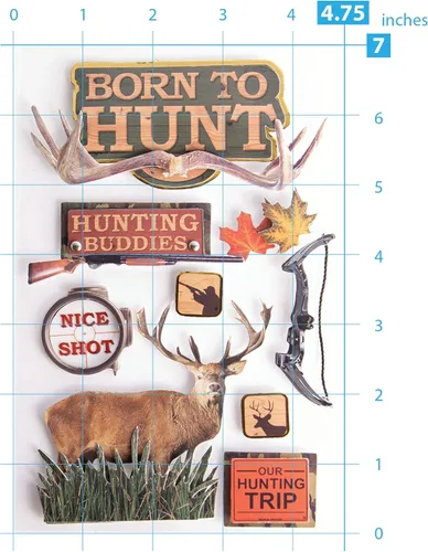 Vista 3 de Paper House Productions Die-Cut Dimensional & Foil Accent Scrapbook Sticker Sheet - Hunting Trip, 3-Pack