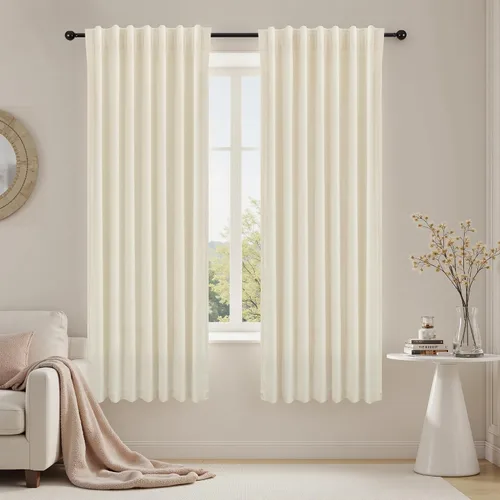 Vista 29 de Cortinas de terciopelo con trabilla trasera de 52 x 63 pulgadas de color naranja quemado de KOUFALL