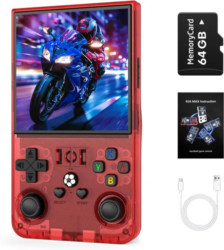 Vista 11 de R36MAX - Consola de juegos portátil, consola de juegos retro con batería de 4000 mAh, pantalla IPS de 4.0 pulgadas, sistema Linux de código abierto