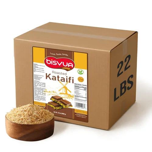 BISVUA Kataifi asado prémium de 22.0 lbs (22 libras) - Masa de fillo triturada tostada dorada para barras de chocolate Dubai, recetas de crema de