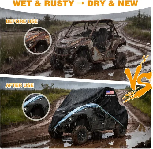 Vista 5 de NEVERLAND Fundas UTV de 2 plazas, lado a lado, impermeable, para exteriores, con bandera estadounidense, compatible con Polaris Ranger RZR Can-Am