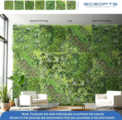 Vista 7 de ECOOPTS Paneles de boj artificiales para valla de privacidad de hiedra sintética, 40 x 40 pulgadas, plantas de seto topiario para decoración