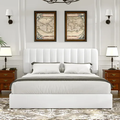 Vista 5 de VECELO Marco de Cama Tapizada Tamaño Full con 4 Cajones y Cabecero, Marco de Cama Plataforma de Almacenamiento de Terciopelo, Soporte de Listones