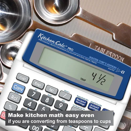 Vista 4 de Calculated Industries 8305 KitchenCalc PRO Calculadora de conversión de recetas y matemáticas culinarias con 2 temporizadores digitales para chefs