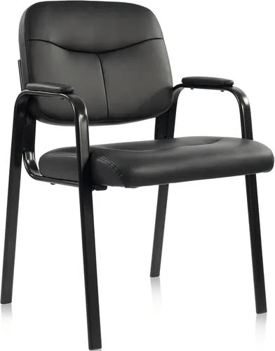 Elevon Sillas de Sala de Espera Sin Ruedas Juego de 1, Silla de Invitado de Recepción de Oficina Estacionaria de Cuero con Brazos Acolchados para