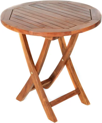 All Things Cedar TS26 Mesa de teca para exteriores Bistro | Teca indonesia | Acabado de aceite ligero y herrajes de latón macizo | Mesa redonda con