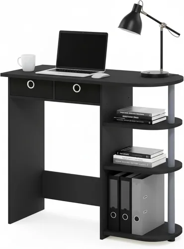 Vista 12 de Furinno Simplistic - Escritorio pequeño de 31.3 pulgadas de ancho, escritorio rectangular para computadora con bordes redondeados, escritorio