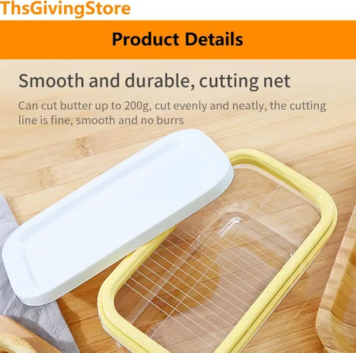Vista 3 de Mantequillera con tapa y red de corte, recipiente de mantequilla de silicona hermético transparente 2 en 1 para cortar y almacenar, platos de queso