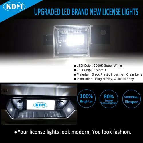 Vista 2 de Luces LED para matrícula KDM para 2014-2021 Chevy Silverado GMC Sierra 1500 2500HD 3500HD Colorado Canyon para luces de matrícula trasera de Carcasa