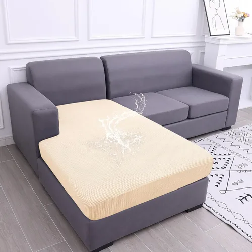 hyha - Fundas de cojín impermeables para sofá modular, fundas de cojín de sofá en forma de L, tela jacquard gruesa, funda de diván con parte Beige