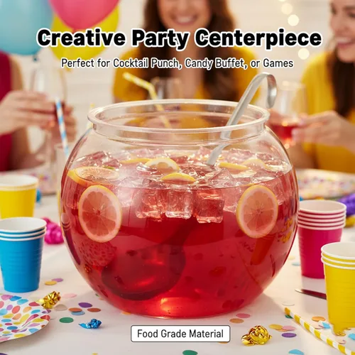 Vista 4 de Tazón de plástico de 1 galón, tanque Betta de pez dorado redondo transparente inastillable, pequeño jarrón de burbujas para centro de mesa, tarro