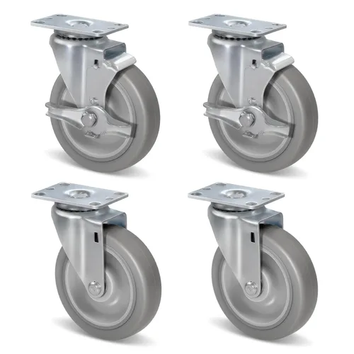 Vista 48 de Ruedas resistentes de 3 pulgadas, ruedas giratorias con frenos, ruedas de placa con rueda de goma para muebles, plataforma, camión, carrito