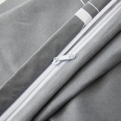 Vista 123 de Marina Decoration Juego de funda de edredón de 3 piezas con 2 fundas de almohada, diseño de rayas negras y grises, tamaño doble/matrimonial