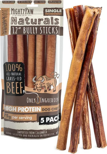 Vista 16 de Mighty Paw Naturals - Palitos masticables rizados para perros – Masticables de carne de res alimentada con pasto. Palitos para perros grandes, razas