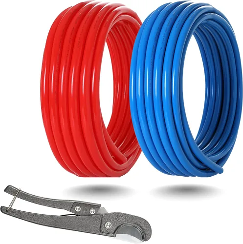 Tubo PEX-B, 1/2 "2 x100FT Longitud PEX Tubos de Tubería con Cortador de Tubos | para aplicaciones de fontanería de agua caliente/fría potable