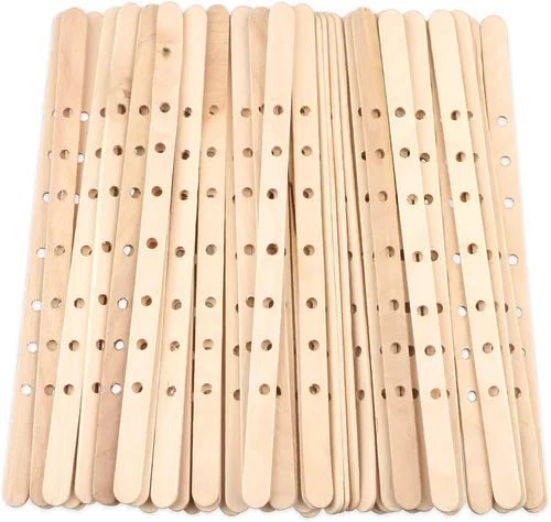 MILIVIXAY 100 soportes de mecha de madera, dispositivo de centrado de mechas de vela para velas grandes y multimecha.