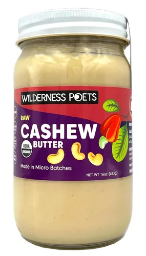 Wilderness Poets, Mantequilla de anacardo orgánica, cruda, vegana, paleo, sin azúcar añadida, 16 onzas (paquete de 1)