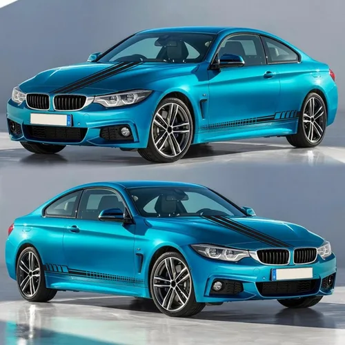 Vista 5 de Calcomanías Deportivas de Rayas de Carrera para Coche, Estilo DIY, Decorativas para Capó, Espejo Retrovisor, Falda Lateral, Vinilo Universal