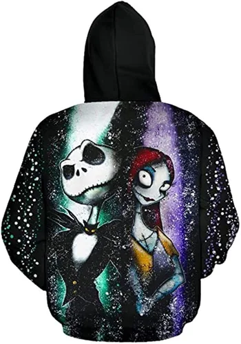 Vista 2 de mlsjdger Unisex Nightmare Before Christmas Jack Sally Novelty Hoodie 3D Print Sweatshirts Hoodie