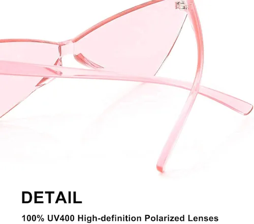Vista 6 de OLINOWL Gafas de sol sin montura triangular, una pieza, gafas de sol transparentes de color para mujeres y hombres