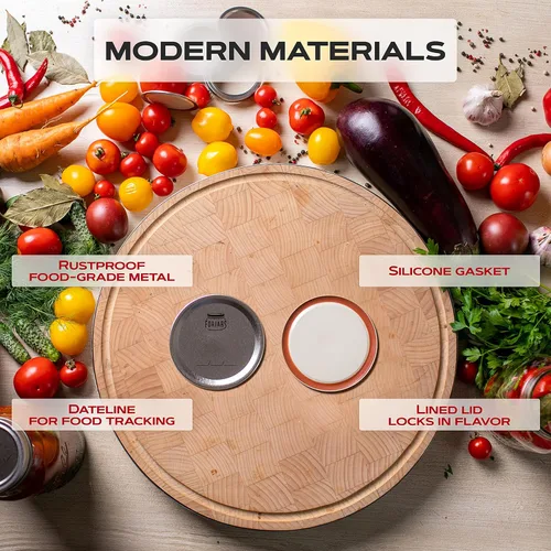 Vista 3 de FORJARS - Tapas para conservas de boca regular, paquete de 100 – Crea sellos herméticos en frascos Mason para conservar alimentos para preparación