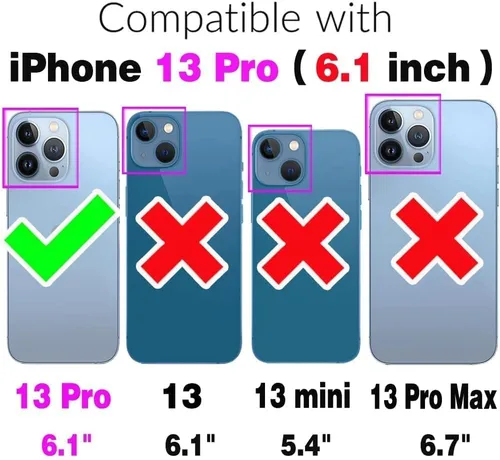 Vista 3 de Asuwish Funda de teléfono para iPhone 13 Pro de 6.1 pulgadas con protector de pantalla de vidrio templado y tarjetero de cuero con tapa