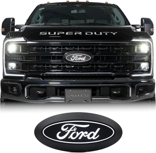 Putco Luminix Emblema de rejilla ovalada con luz LED blanca - Compatible con Ford F250, F350, F450 17-25 sin cámara