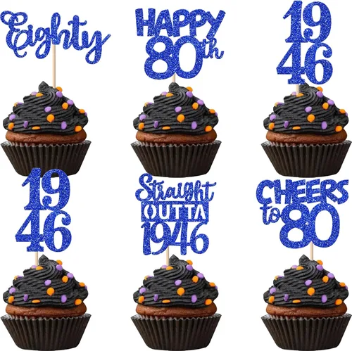 Vista 36 de 30 piezas de decoraciones para pastel de cumpleaños número 10, decoraciones de cupcakes negras con brillo, 10 feliz cumple, directo desde 2016, 10