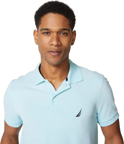 Vista 149 de Nautica playera polo clásica de mangas cortas, color sólido, para hombre Azul (Angel Blue)