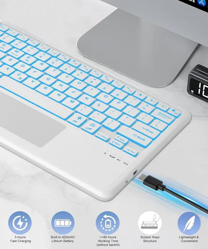 Vista 7 de for Samsung Galaxy Tab S11 Ultra 14.6 inch Keyboard Case, 7 Colors Backlit, Multi-Gesture Smart Touchpad, Detachable Bluetooth Wireless Trackpad