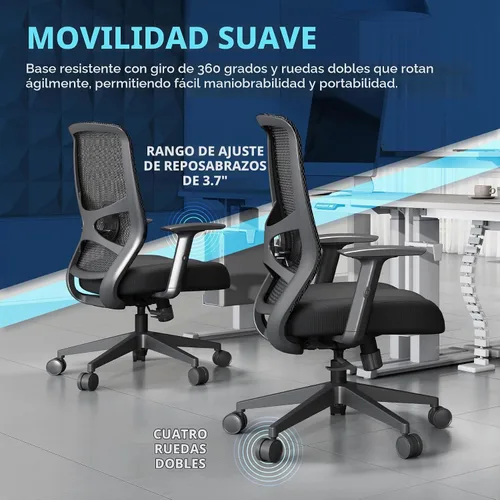 Vista 6 de Tempur-Pedic ProTask - Silla de oficina con base giratoria, color negro
