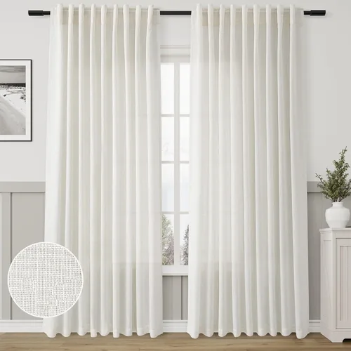 Vista 137 de Aersas Aqua Green Linen Curtains 84 Inches Long 2 Panels Set Back Tab Rod Pocket Living Room Curtain Farmhouse Rustic Light Filtering Hook Drapes