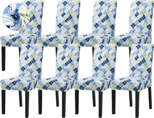 Vista 42 de Sufdari Juego de 2 fundas para sillas de comedor, fundas para sillas de cocina, fundas para sillas Parsons, protectores de sillas de elastano