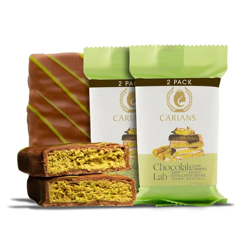 Vista 13 de Barra de Chocolate CARIAN'S Dubai con Pistacho, Chocolate de Lujo con Kunafa Crujiente, Ideal para Regalos, Aniversarios, Acción de Gracias, Navidad