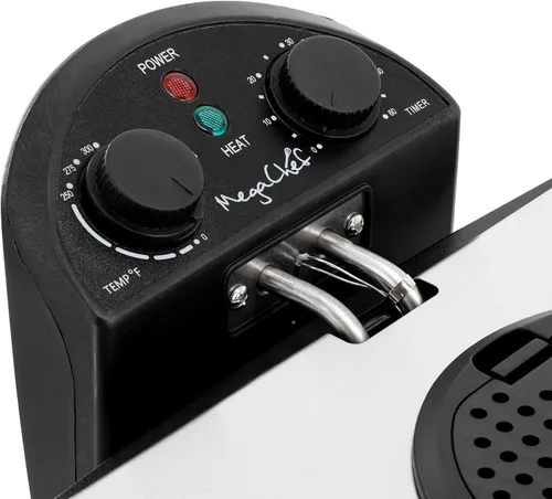 Vista 5 de MegaChef Freidora eléctrica de aceite con control de temperatura ajustable y temporizador (3.17 cuartos de galón)