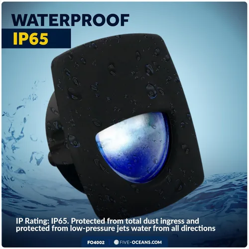 Vista 6 de Five Oceans - Luz LED de pasadizo para embarcación, luces LED azules de cortesía marinas, cuadradas para interior de barco, cubierta, cabina