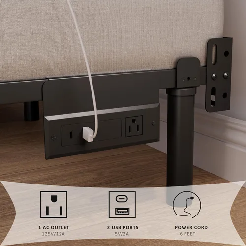 Vista 5 de SHOANED Base de cama tamaño King con LED, marco de cama de acero metálico de 7 pulgadas para somier y colchón, base de cama básica resistente, sin