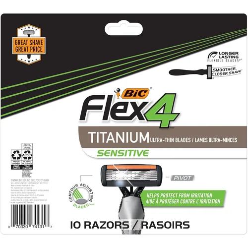 BIC Flex 4 - Rastrillos para afeitar desechables de 4 hojas, 10 unidades