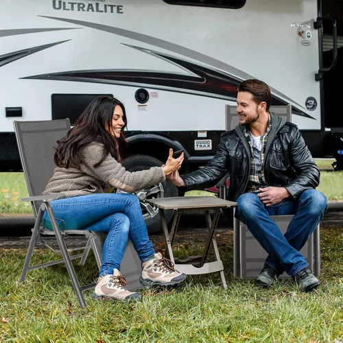 Vista 5 de COSTWAY Silla reclinable plegable al aire libre Marco de aluminio 7-Posición ajustable