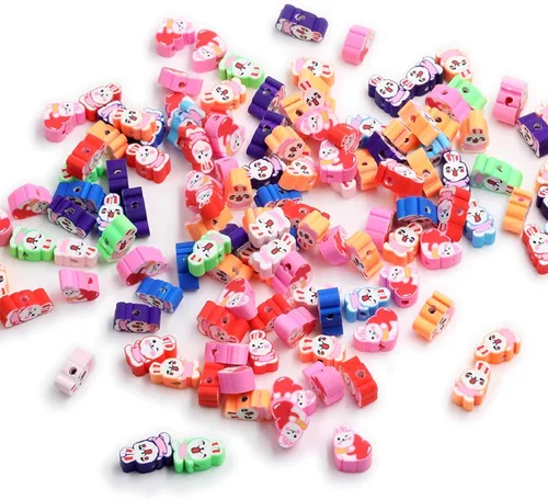 Vista 19 de 100 piezas de cuentas de arcilla polimérica Heishi espaciadoras mixtas, suministros para hacer pulseras, pendientes, collares de bricolaje