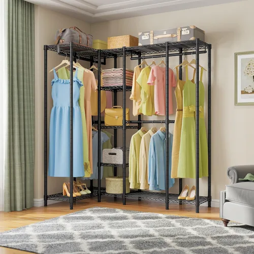 Vista 2 de VIPEK L50 - Perchero portátil independiente para esquina, perchero multifuncional en forma de L, perchero de metal resistente para colgar ropa