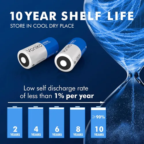 Vista 3 de Voniko Baterías de litio CR123A (paquete de 2) – Batería de litio no recargable – Batería de litio de 3 voltios 123 de litio 10 años de vida útil