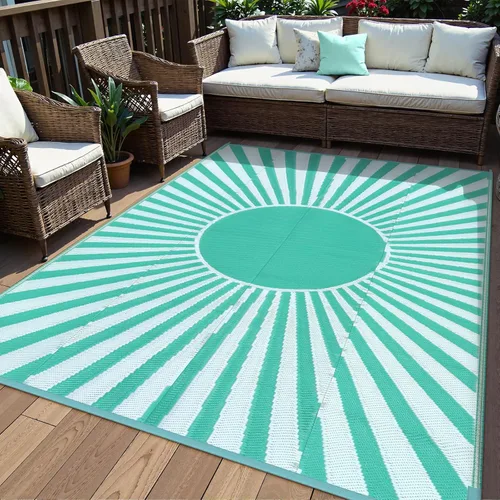 Vista 13 de Anidaroel Alfombra de área para exteriores para patio, 5 x 8 pies, impermeable, reversible, de plástico, alfombra de exterior, resistente a