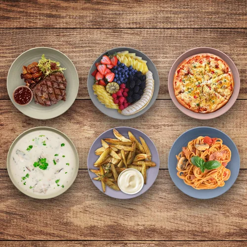 Vista 2 de Wheat Straw Deep Plate, 9" Unbreakable Reusable Plastic Plate Set of 6, Thicker & Lightweight for Kitchen Party Camping Picnic RV