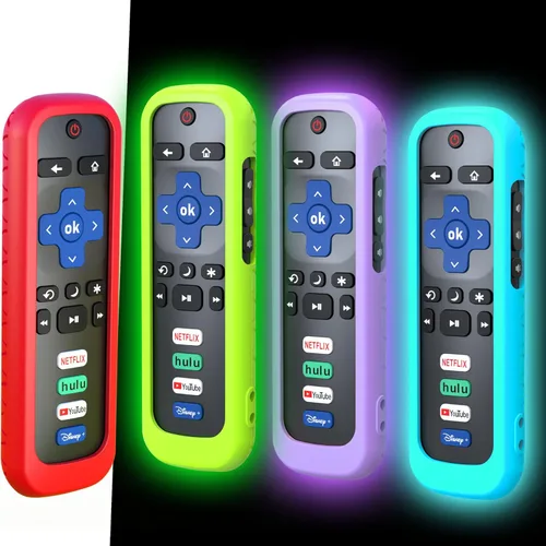 Vista 9 de 4 Pack Remote Case, Battery Cover for TCL Roku Smart TV Steaming Stick Remote, Silicone Protective Controller Universal Sleeve Skin Glow in The Dark