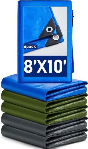 Vista 15 de SmoothNovelty 3 piezas de lona impermeable grande de 4 x 6 pies, lona de polietileno resistente de 5.5 mil de grosor con ojales, cubierta protectora