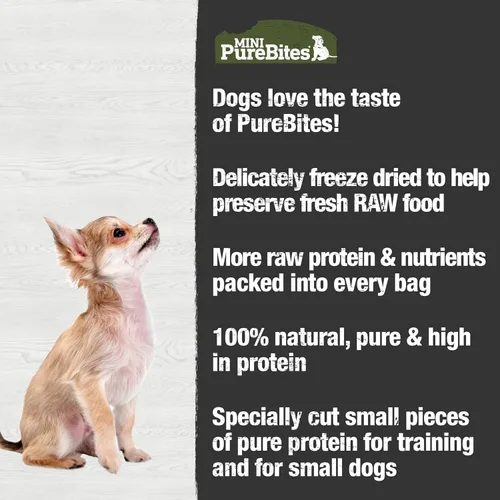 Vista 4 de PureBites Mini Golosinas de Res Liofilizadas para Perros, 1 Ingrediente, Hecho en EE. UU., 3oz