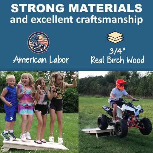 Vista 5 de BackYardGamesUSA Juego de tablas de Cornhole Pro Fabricado en Estados Unidos Abedul báltico 3/4 Sin rebote Patas triples gruesas Dos 2