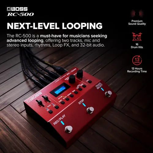 Vista 3 de BOSS RC-500 Loop Station Looper Avanzado de Dos Pistas con Mezcla Integrada y Opciones de Control Profundo Calidad de Sonido Líder en su Clase